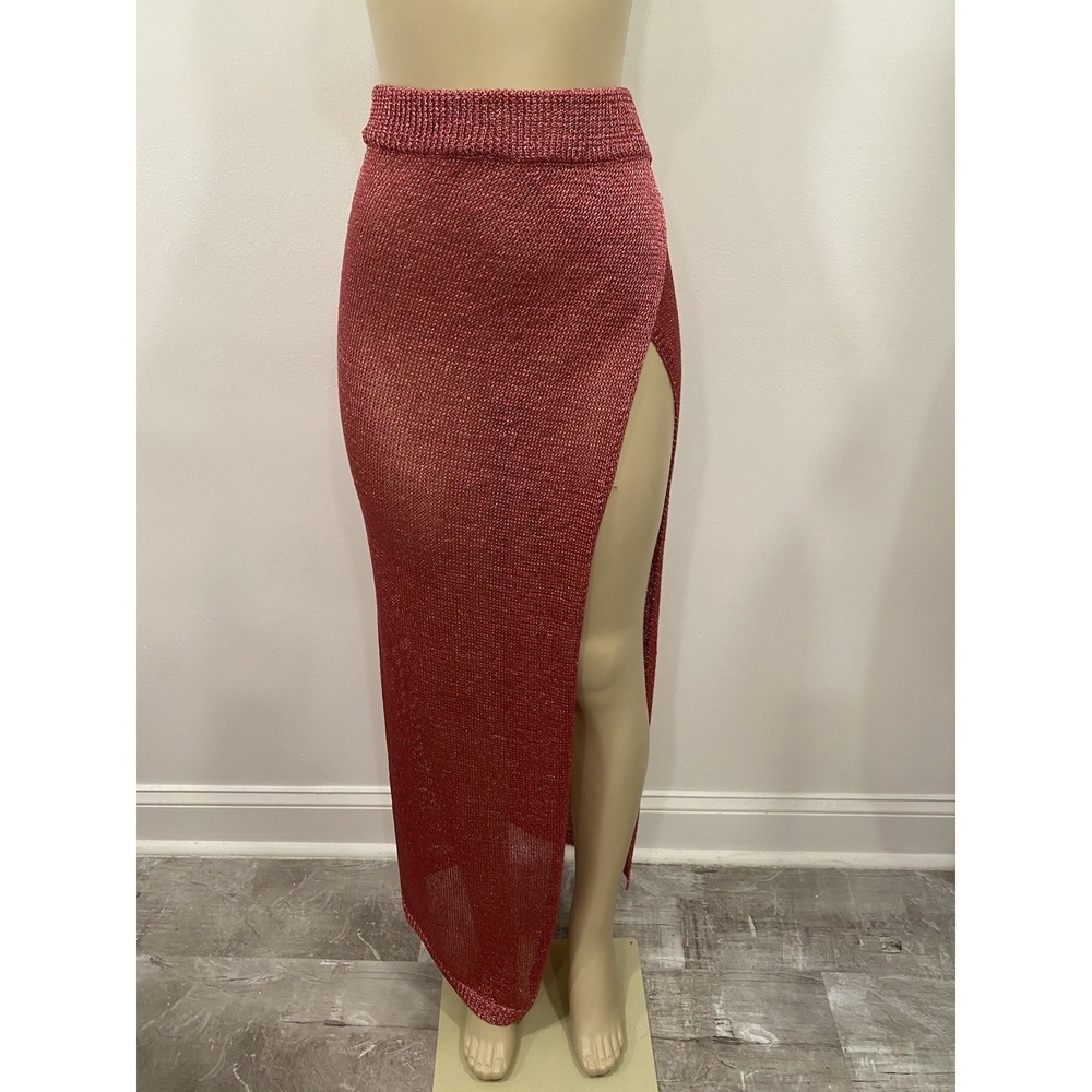 Superdown Keva Wrapped‎ Maxi Skirt Beach Pink Coverup Sexy Slit Small NWT W Flaw